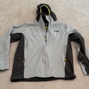 The North Face Light Gray and Black Hooded Jacket